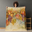 Grapes And Leaves Autumn Design Printed Sherpa Fleece Blanket
