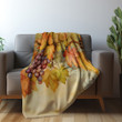 Grapes And Leaves Autumn Design Printed Sherpa Fleece Blanket
