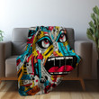 Colorful Abstract Face Printed Printed Sherpa Fleece Blanket