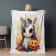 Cartoon Unicorn And Pumpkin Printed Printed Sherpa Fleece Blanket Halloween Design