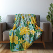 Cheerful Butterfly Daffodil Blossoms Animal Floral Design Printed Sherpa Fleece Blanket