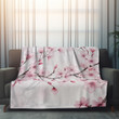 Charming Cherry Blossom Floral Design Printed Sherpa Fleece Blanket