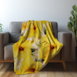 Bright Yellow Hibiscus Flowers Floral Design Printed Sherpa Fleece Blanket