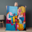 Energetic Visual Shapes Abstract Design Printed Sherpa Fleece Blanket