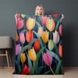Captivating Tulip Garden Floral Design Printed Sherpa Fleece Blanket
