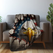 Eagle American Flag Through Hole Patriotic Design Printed Sherpa Fleece Blanket
