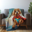 Cute Superhero Dog Printed Printed Sherpa Fleece Blanket
