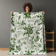 Green Botanical Damask Seamless Pattern Design Printed Sherpa Fleece Blanket