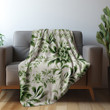 Green Botanical Damask Seamless Pattern Design Printed Sherpa Fleece Blanket