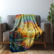 Colorful Rainbow Over River And  Forest Printed Printed Sherpa Fleece Blanket