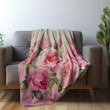 Elegance Roses Blooming Floral Design Printed Sherpa Fleece Blanket