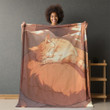 Charming Scene Of Cat Sleeping Printed Printed Sherpa Fleece Blanket Animal Design