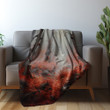 Ghost In Red Forest Halloween Design Printed Sherpa Fleece Blanket