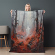 Ghost In Red Forest Halloween Design Printed Sherpa Fleece Blanket