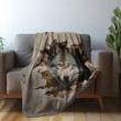 Formidable Wolf Through Hole Animal Design Printed Sherpa Fleece Blanket