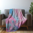Candy Pink Blue Swirls Marble Texture Design Printed Sherpa Fleece Blanket