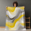 Gray Yellow Fluid Texture Design Printed Sherpa Fleece Blanket