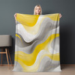 Gray Yellow Fluid Texture Design Printed Sherpa Fleece Blanket