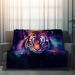 Cosmic Tiger Animal Galaxy Design Printed Sherpa Fleece Blanket