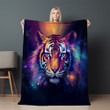 Cosmic Tiger Animal Galaxy Design Printed Sherpa Fleece Blanket