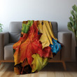 Fall Leaves In Rainbow Colored Printed Printed Sherpa Fleece Blanket