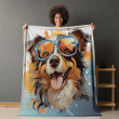 Happy Dog Graffiti Portrait Printed Printed Sherpa Fleece Blanket