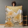 Flower Scene With Clouds Sun Shine Printed Printed Sherpa Fleece Blanket
