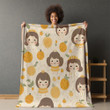 Cute Girl And Fruit Pattern Printed Printed Sherpa Fleece Blanket