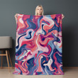 Blue Pink Psychedelic Fluid Texture Design Printed Sherpa Fleece Blanket