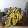 Cheerful Spring Daffodil Floral Design Printed Sherpa Fleece Blanket
