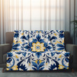 Blue Yellow Azulejo Seamless Pattern Design Printed Sherpa Fleece Blanket