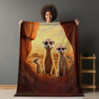 Curious Family Of Meerkats Animal Design Printed Sherpa Fleece Blanket