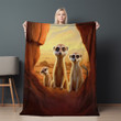 Curious Family Of Meerkats Animal Design Printed Sherpa Fleece Blanket