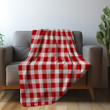 Red And White Checkered Pattern Printed Printed Sherpa Fleece Blanket