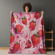 Strawberry Swirling Strokes Fruit Pattern Design Printed Sherpa Fleece Blanket