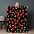 Strawberry On Black Fruit Pattern Design Printed Sherpa Fleece Blanket