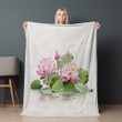 Lovely Vintage Lotus Flower Floral Design Printed Sherpa Fleece Blanket