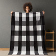 Monochromatic Simple Plaid Seamless Pattern Design Printed Sherpa Fleece Blanket