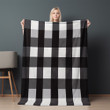 Monochromatic Simple Plaid Seamless Pattern Design Printed Sherpa Fleece Blanket