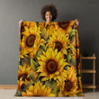 Sunflowers Pattern Floral Design Printed Sherpa Fleece Blanket