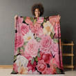 Pattern Of Vibrant Roses Floral Design Printed Sherpa Fleece Blanket