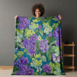 Purple Butterfly And Flowers Floral Animal Design Printed Sherpa Fleece Blanket