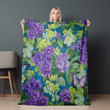 Purple Butterfly And Flowers Floral Animal Design Printed Sherpa Fleece Blanket