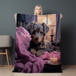 Lovely Dog Is Lying Charming Background Printed Printed Sherpa Fleece Blanket