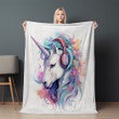 Unicorn Wearing Headphone Graffiti Printed Printed Sherpa Fleece Blanket Animal Design