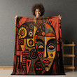 Tribal Abstract Artwork Human Design Printed Sherpa Fleece Blanket