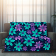 Turquoise Purple Flowers Floral Design Printed Sherpa Fleece Blanket