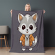 Racoon Wearing Jacket Printed Printed Sherpa Fleece Blanket Animal Design