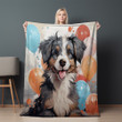 Portrait Of Cute Dog And Balloons Textures Printed Printed Sherpa Fleece Blanket