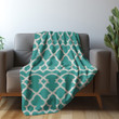 Mint Moroccan Trellis Seamless Pattern Design Printed Sherpa Fleece Blanket
